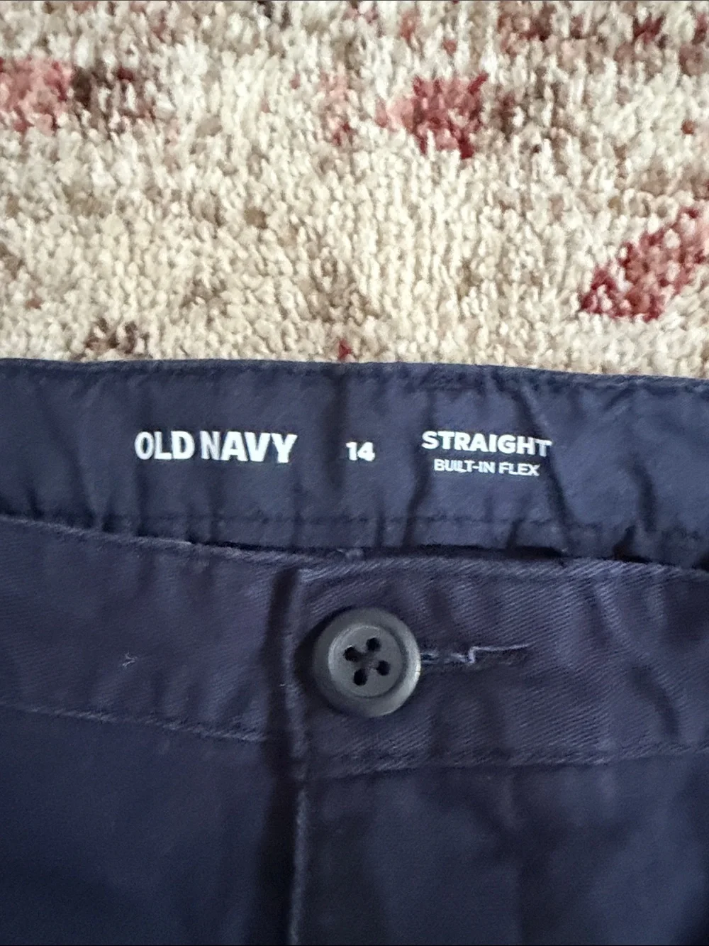 Old Navy Boys Straight Chino Pants - Navy - adjustable waist